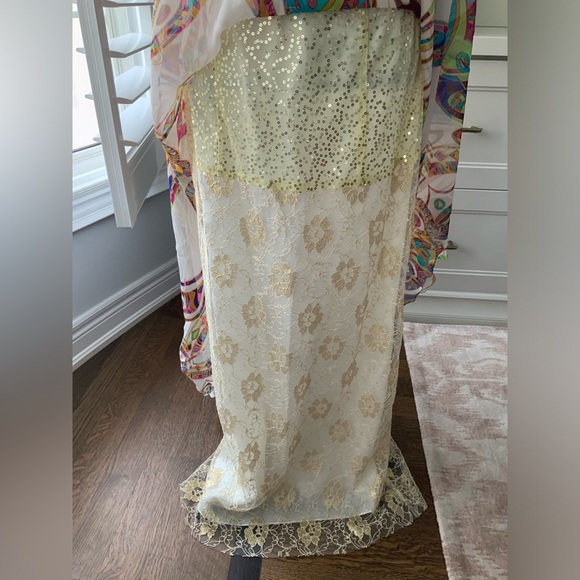 Vintage 90’S Y2K DIANE FREIS Silk Long Sparkle Bright Boho Strapless Gown Size 6 - Picture 16 of 16